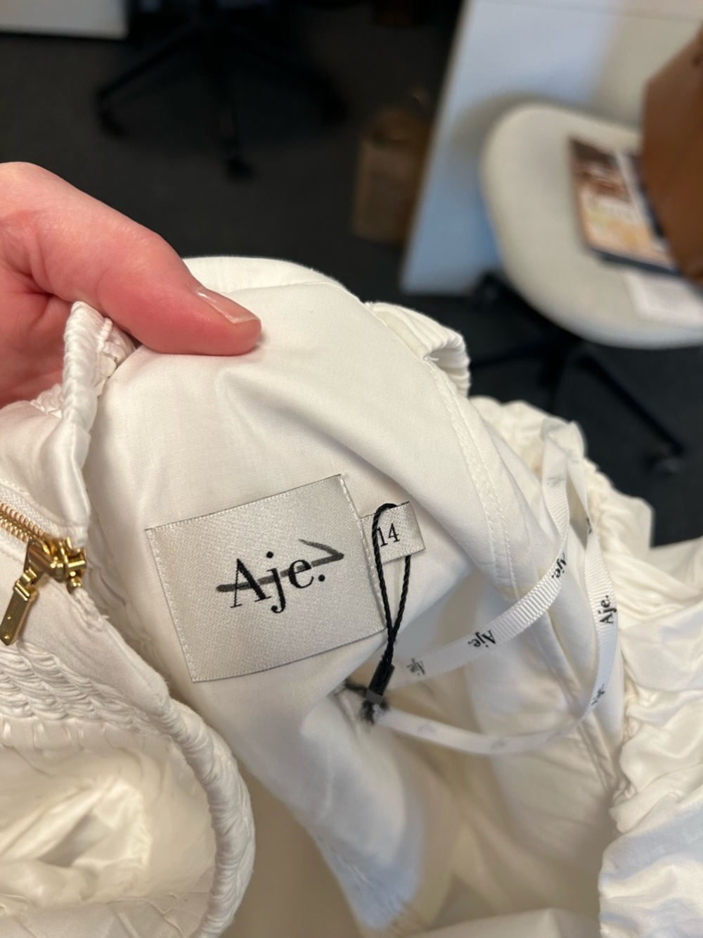 Aje White Adelia Ruffle Ruched Blouse - Picture 7 of 11